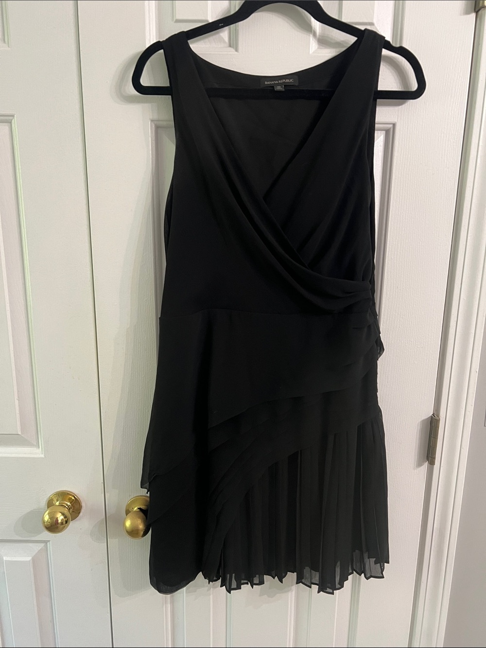 Banana Republic Black Sleeveless Draped Mini Dress